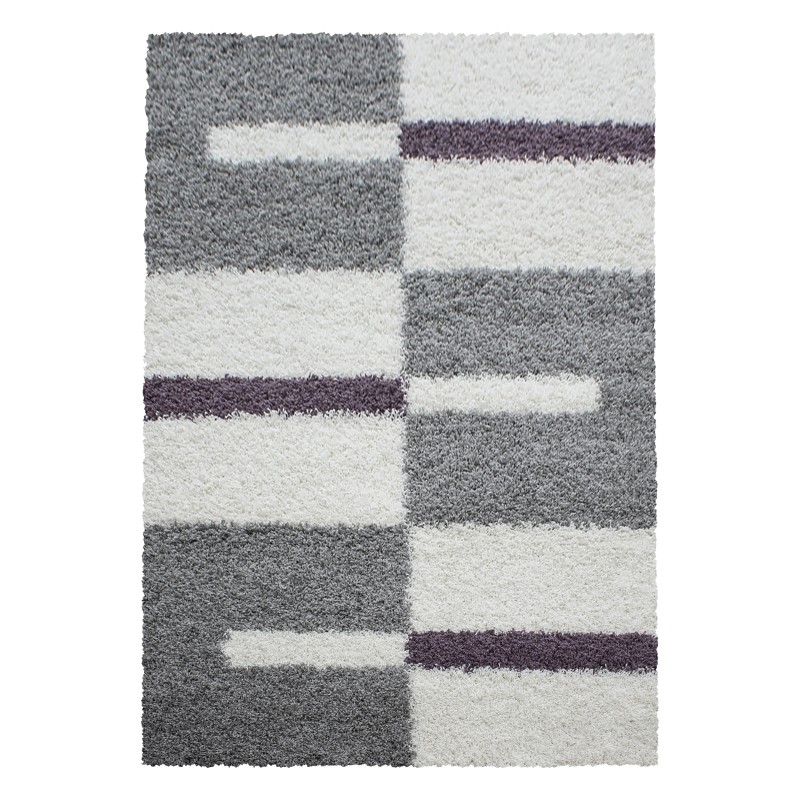 Gala Shaggy Tæppeløber Ternet - Lilla - 60x110 (Løber)