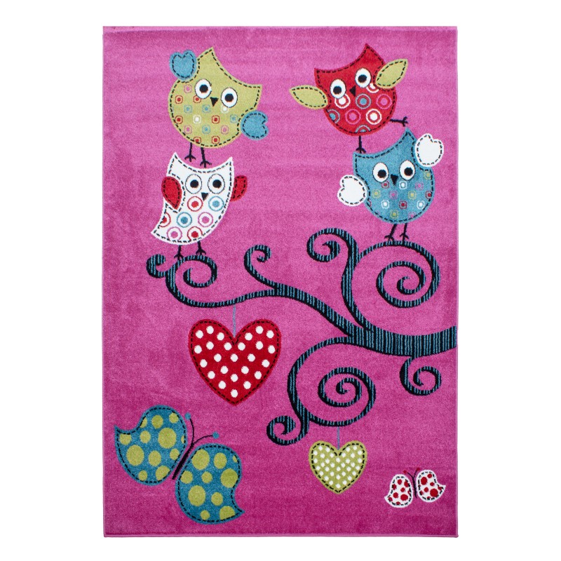 Kids Børne Tæppeløber Ugle - Lilla - 80x150 (Løber)
