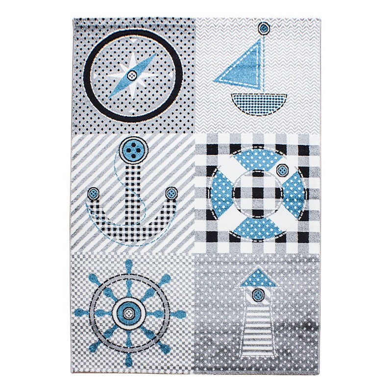 Kids Børne Tæppeløber Pirat - Grå - 80x150 (Løber)