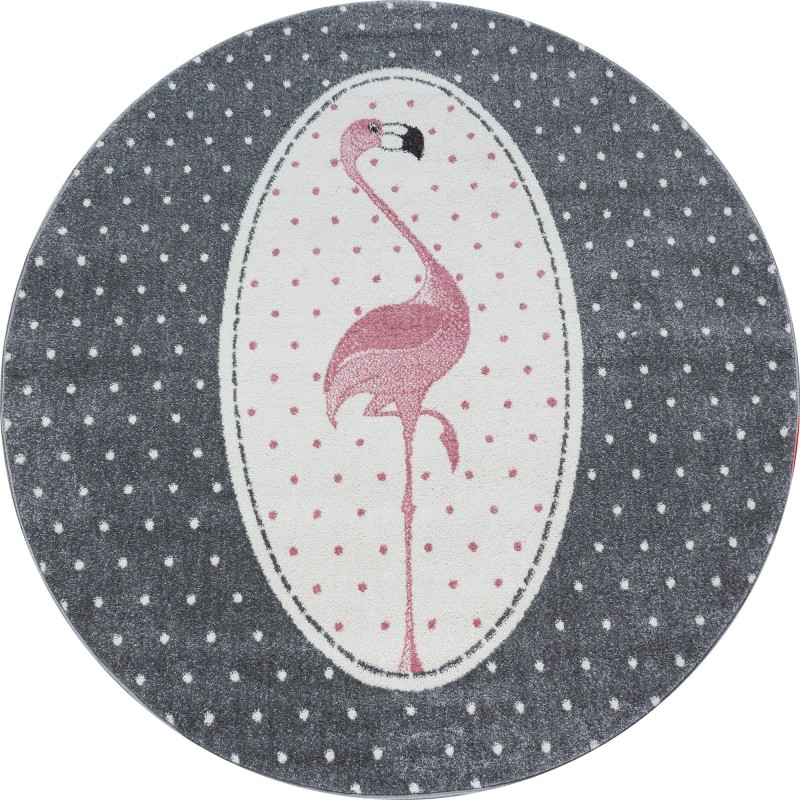 Kids Rund Børnetæppe Flamingo Design - Pink - 120x120 (Rund)