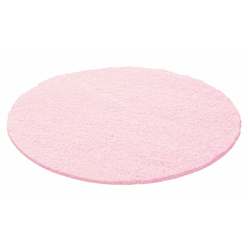 Life Rund Shaggy tæppe Ensfarvet - Pink - 80x80 (Rund)