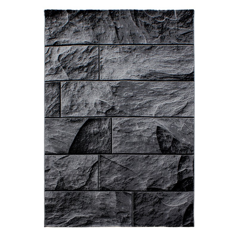 PARMA Steine sort rektangulært kortluvet tæppe - 280 x 370 cm