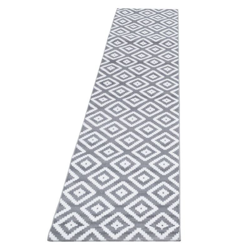 Plus Kortluvet Tæppeløber Geometrisk - Grå - 80x150 (Løber)