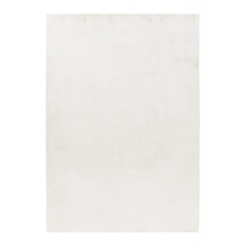 Pouffy Shaggy tæppe Ensfarvet - Creme - 140x200 billede