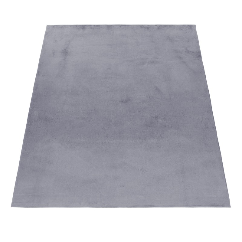 Pouffy Shaggy Tæppeløber Ensfarvet - Grå - 80x250 (Løber) billede