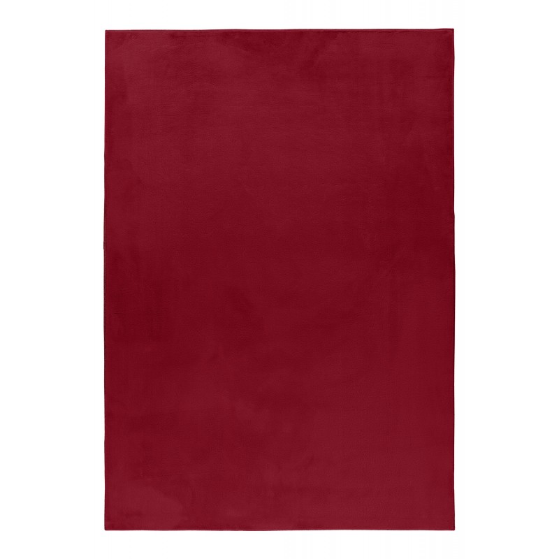 Pouffy Shaggy tæppe Ensfarvet - Rød - 120x170