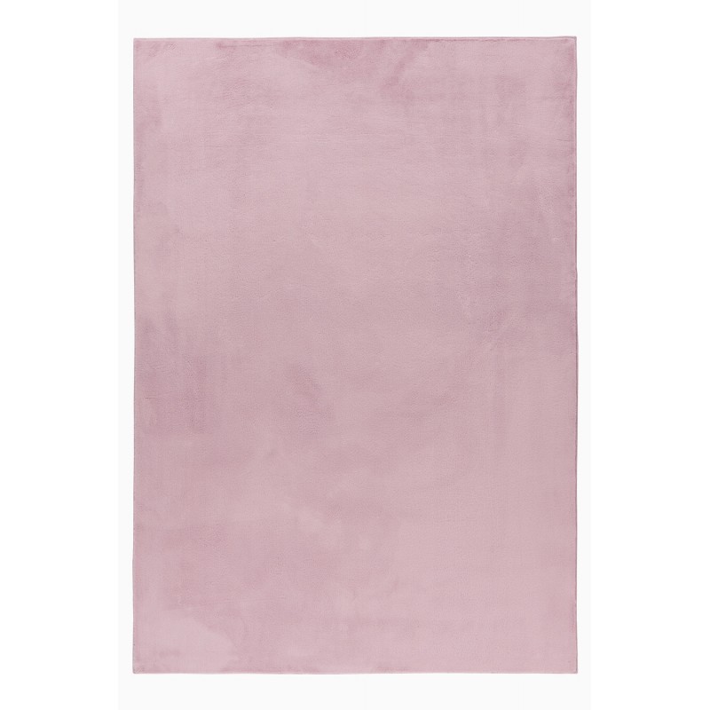POUFFY Unicolor rosa rektangulært kortluvet tæppe - 200 x 290 cm