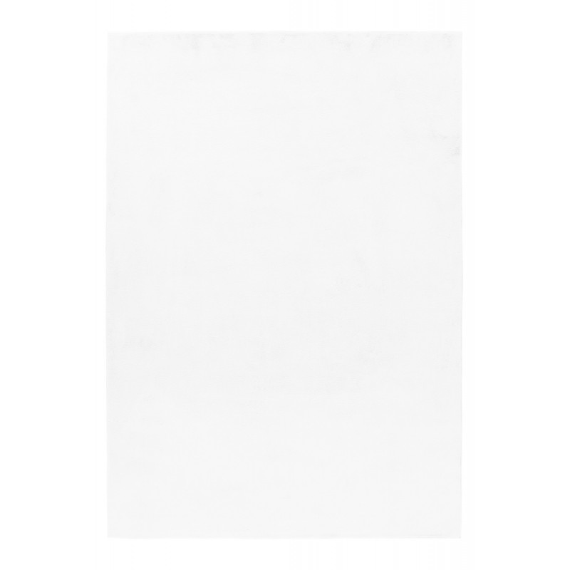 Pouffy Shaggy tæppe Ensfarvet - Hvid - 120x170