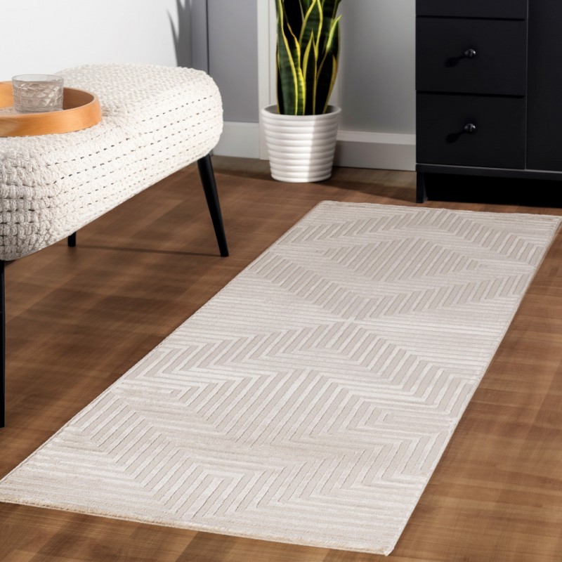Sahara Indendørs Tæppeløber 3D - Beige - 80x250 (Løber) billede