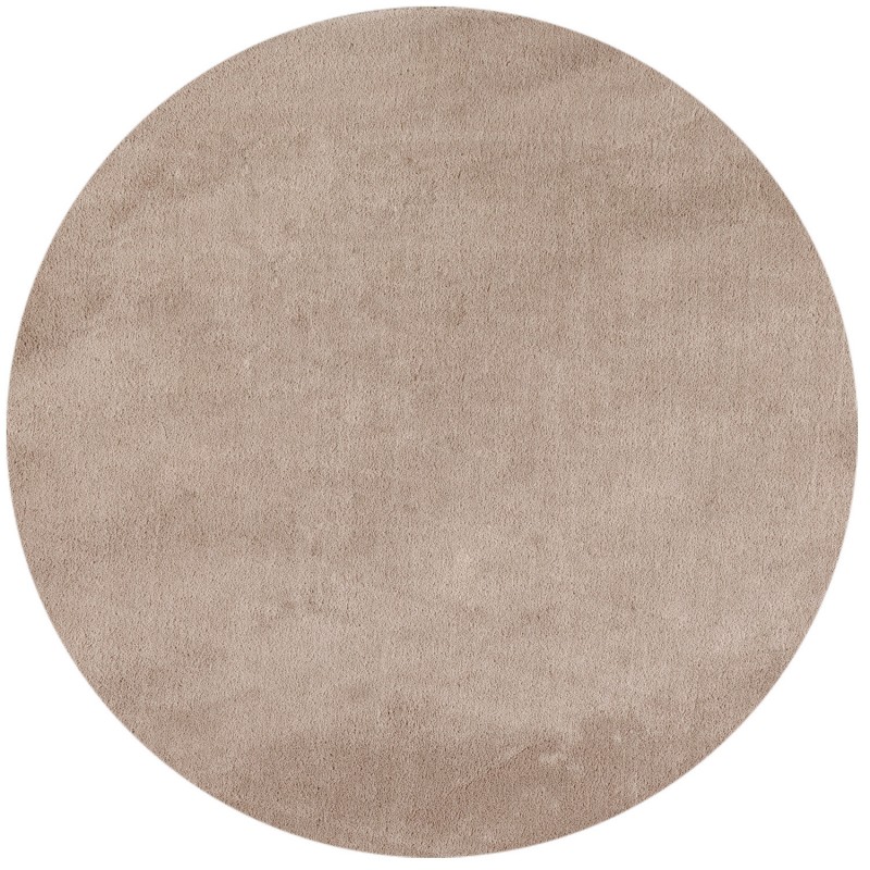 Sky Rund Kortluvet tæppe Ensfarvet - Beige - 120x120 (Rund) billede