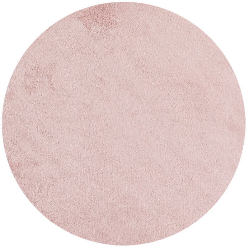 SKY Unicolor rundt kortluvet tæppe rosa - 160 x 160 cm