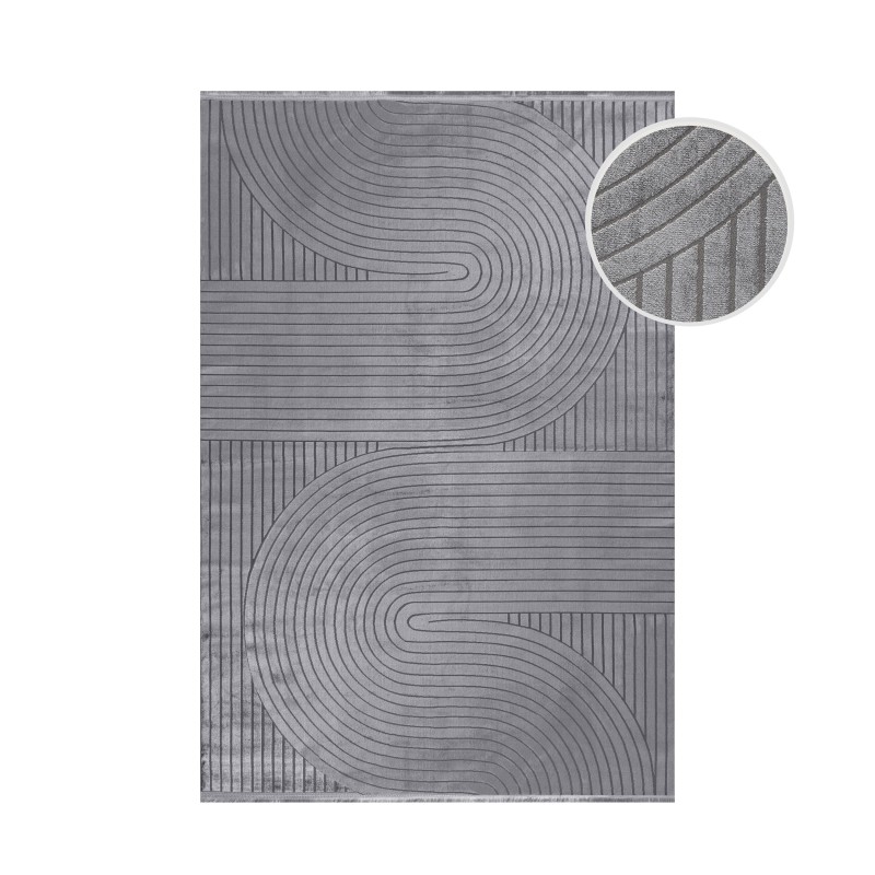 Style Kortluvet Tæppeløber Ensfarvet - Grå - 80x250 (Løber)