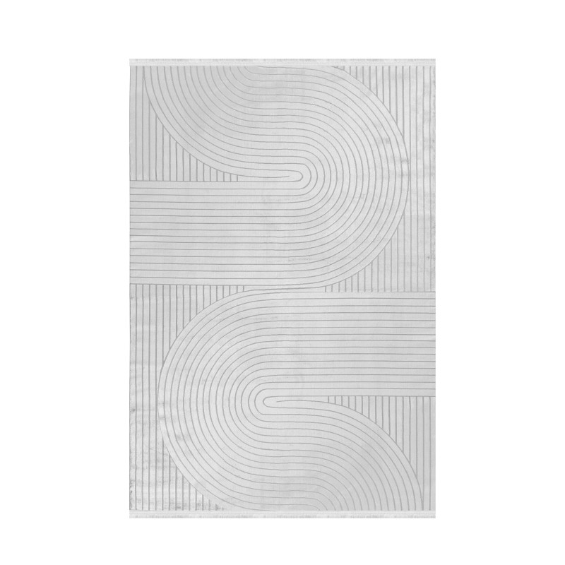 Style Kortluvet tæppe Ensfarvet - Sølv - 120x170