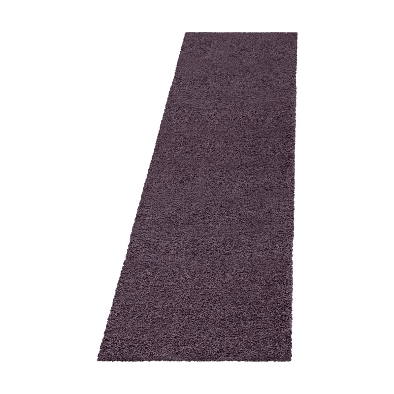 Sydney unicolor shaggy løber i violet - højluvet tæppe - 100 x 200 cm