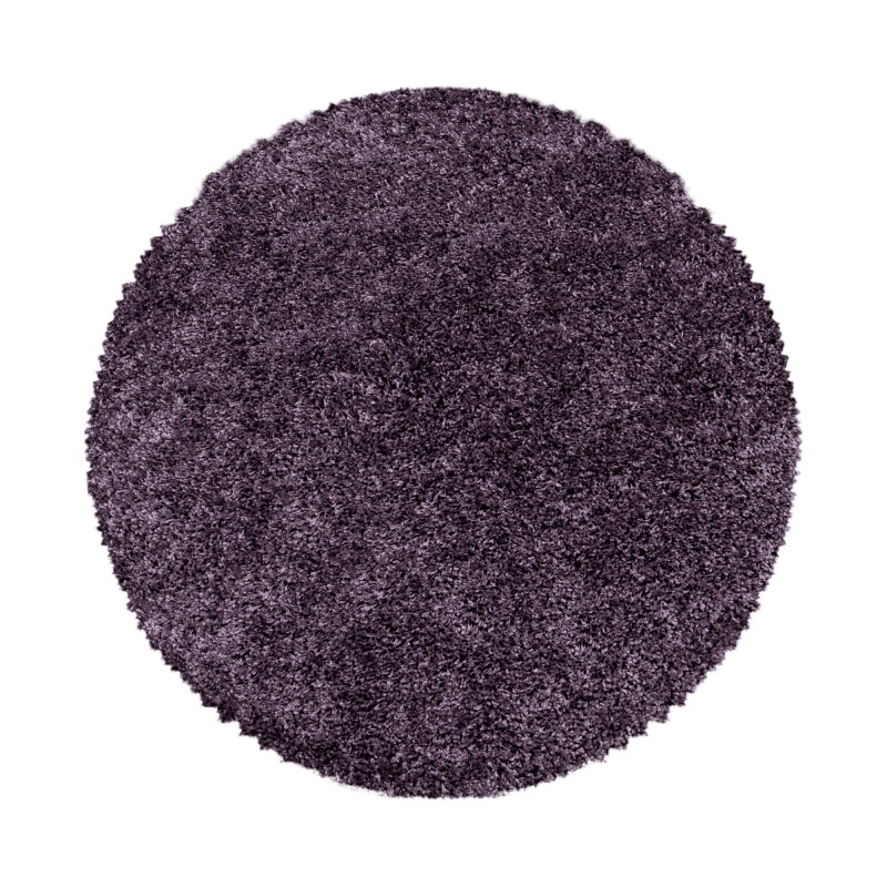 SYDNEY Unicolor violet rundt shaggy tæppe - 80 x 80 cm