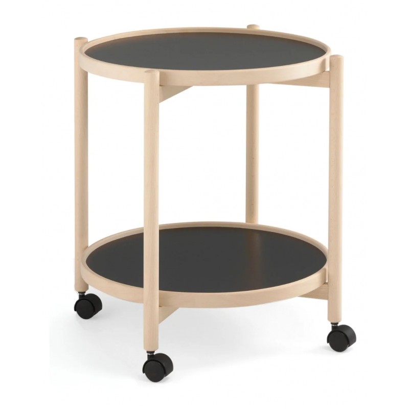 Thomsen Furniture - James Rullebord Ubehandlet bøg og Melamin Ø50 med Hjul