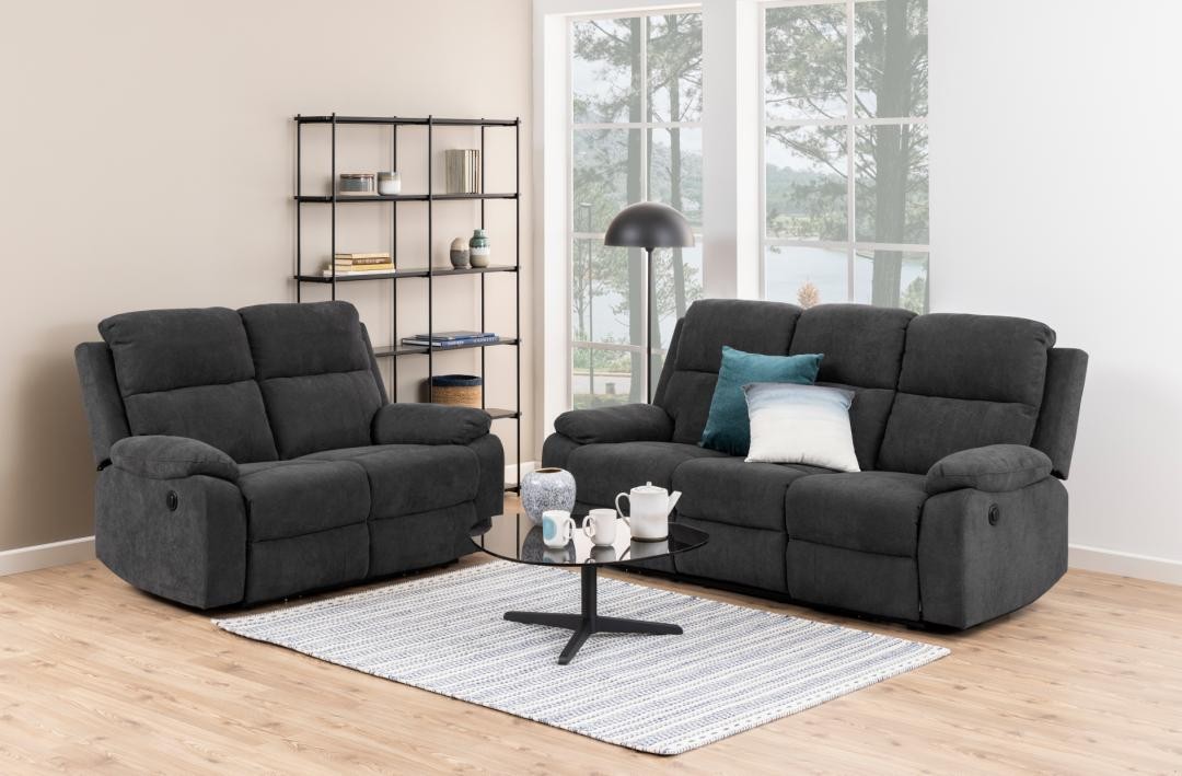 Mora 3+2 personers sofasæt med elektrisk recliner grå  stof