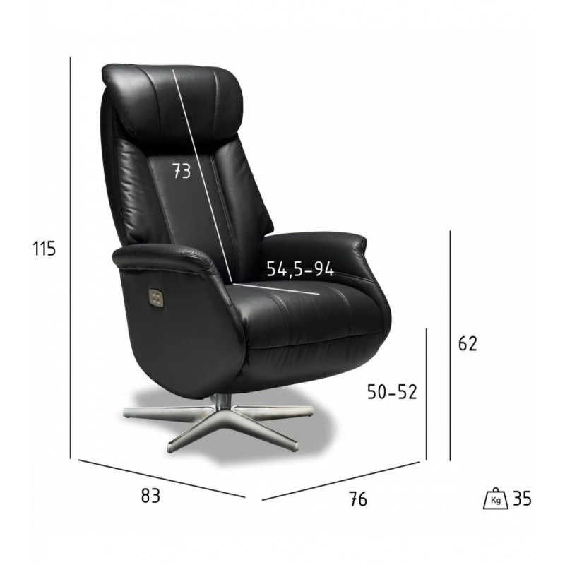 Bonanza Lænestol i læder  med indbygget skammel