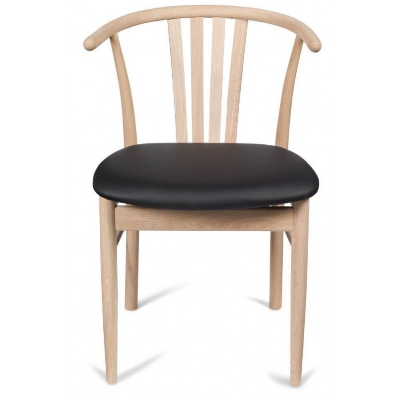 Jane spisebordsstol - ubehandlet eg - sort sæde