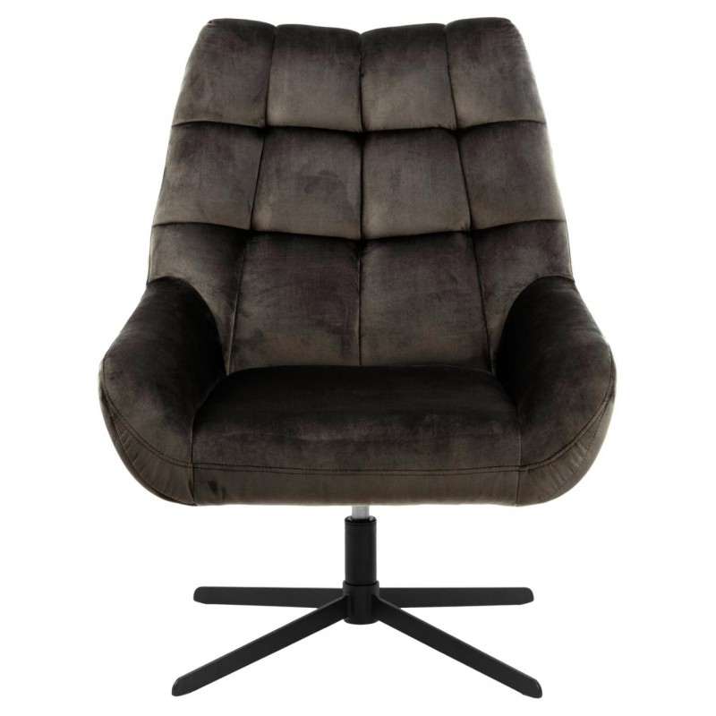 ACT NORDIC Paris drejestol, m. firkantet syning og lynlås - gråbrun stof og mat sort stål