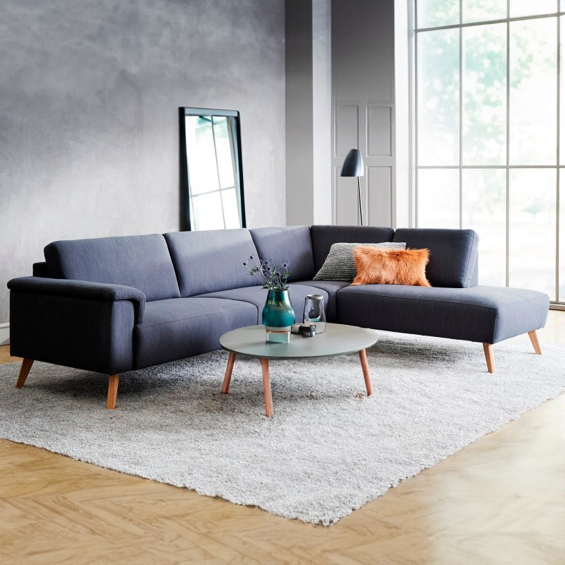 Hjort Knudsen Ballerup hjørnesofa - Højrevendt| Navyblå stof