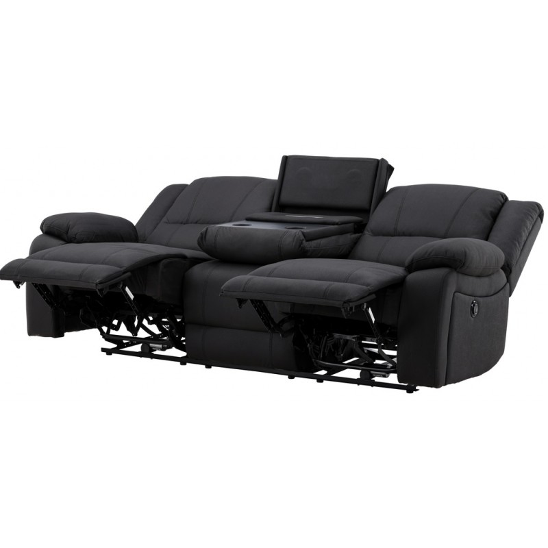 SINGAPORE 3 pers, recliner sofa med indbygget skammel - sort