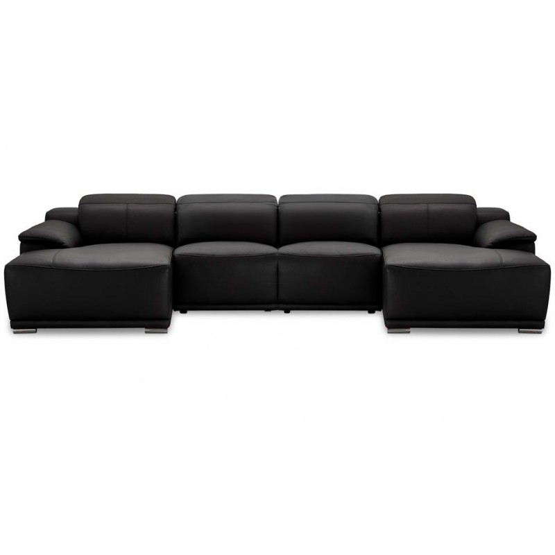 Alexa sofa med dobbelt chaiselong - sort læder