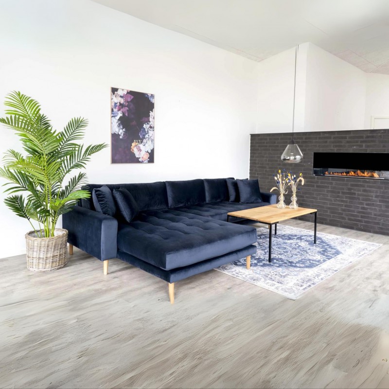 Lido - Venstrevendt Chaiselongsofa - Mørkeblå velour
