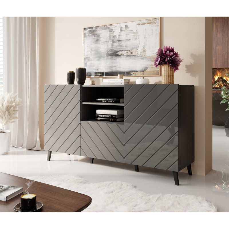 Kommode ABETO mat Hvid/ glans Hvid billede