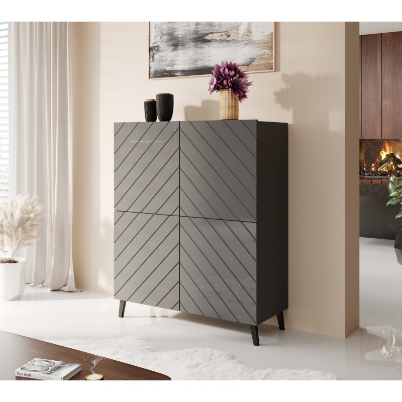 Kommode ABETO mat grafit/ glans grafit billede