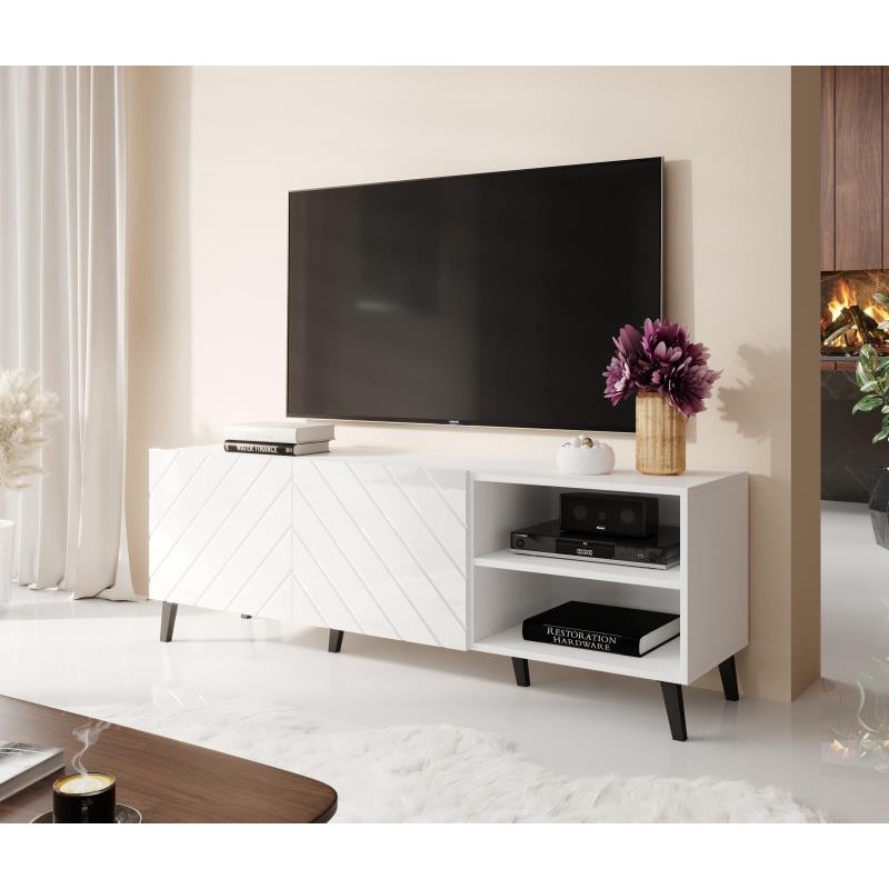 TV bord 150 ABETO mat Sort/blank Sort billede