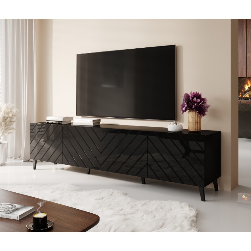 TV bord 200 ABETO mat Sort/ blank Sort billede