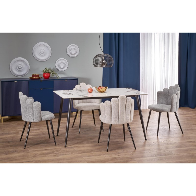 EMILIO 120 bord, - top - Hvid marmor, ben - Sort billede