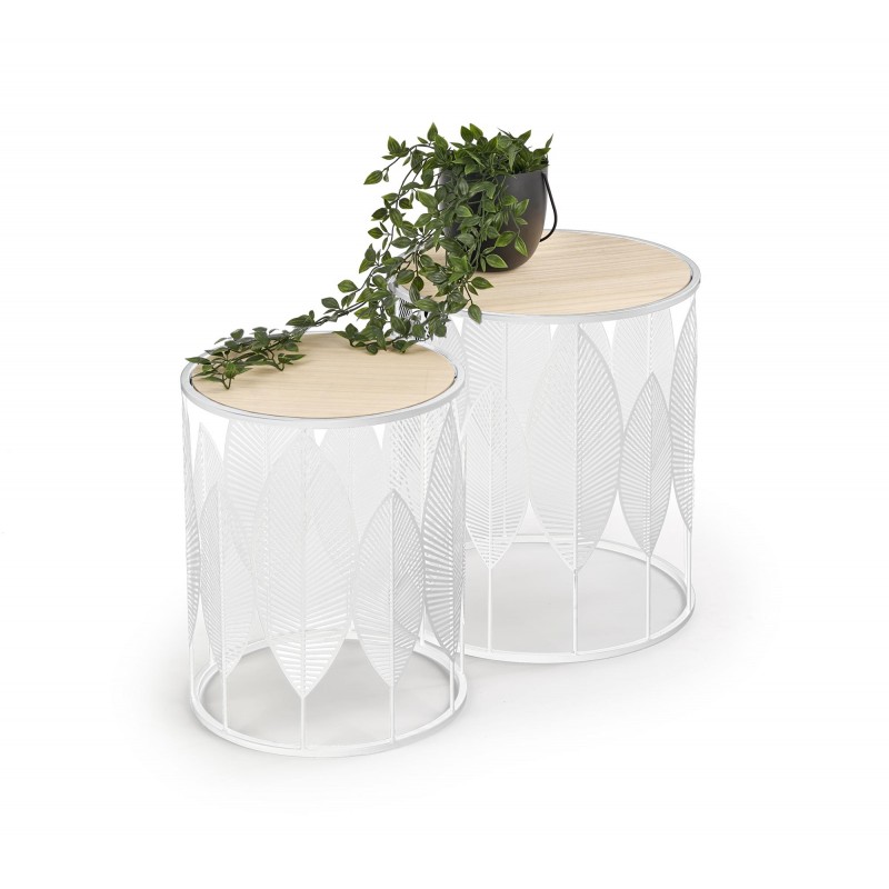 FOLLA sæt med 2 sofaborde Naturlig / Hvid billede