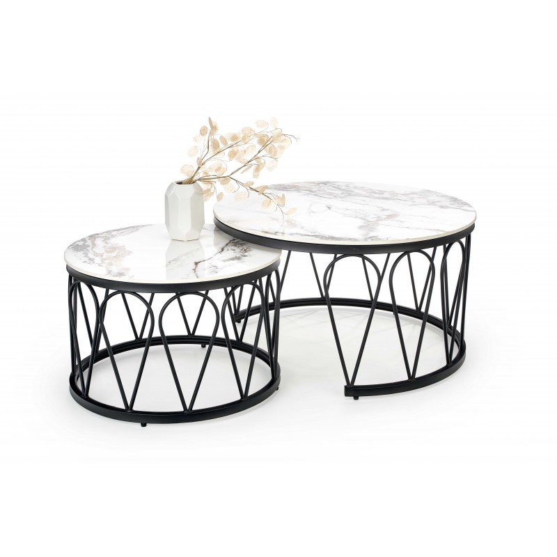 FORMOSA sæt med 2 sofaborde, Hvid marmor billede