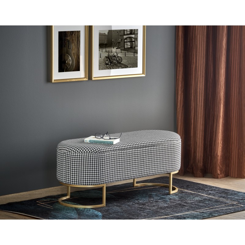 HARMONY bænk med opbevaringsfunktion, Sort / Hvid / guld billede