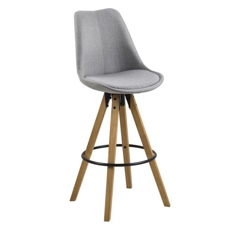 Dima barstol - Lysegrå m. oliebehandlede træben billede