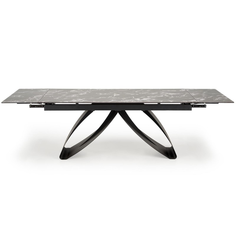 HILARIO Spisebord med udtræk, Sort marmor / Sort