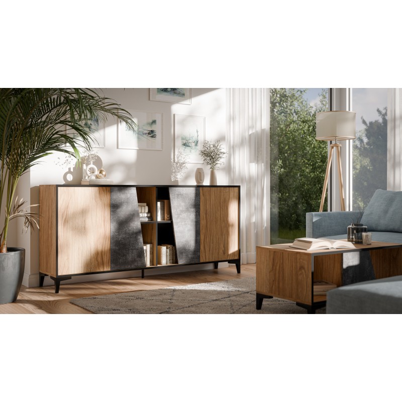 OVO Skænk mørk beton/ur-eg