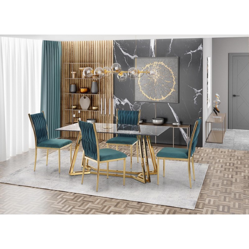 KONAMI bord, - top - Sort marmor, ben - guld billede