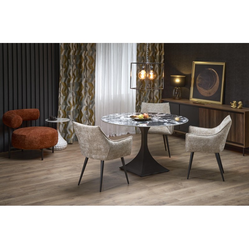 MANUEL rundt bord, Sort marmor / Sort billede