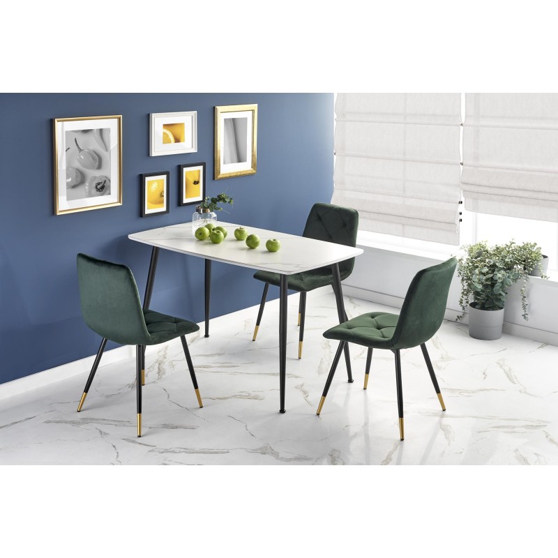 MARCO Bord, - top - Hvid marmor, ben - Sort