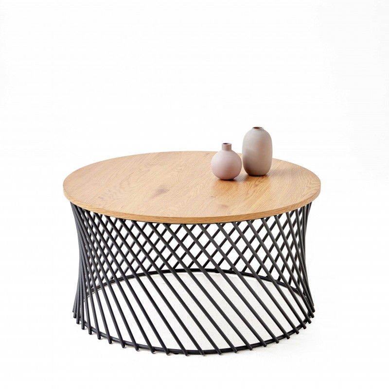 MINERWA 2, sofabord, gyldent egetræ / Sort billede