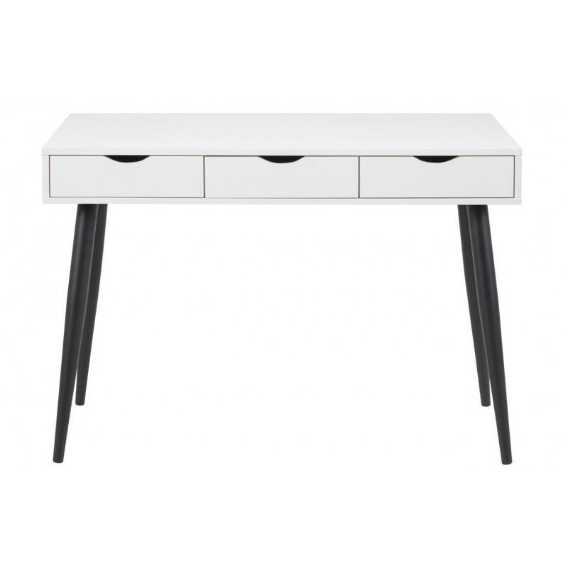 Neptun skrivebord m. 3 skuffer - Hvid/Sort billede