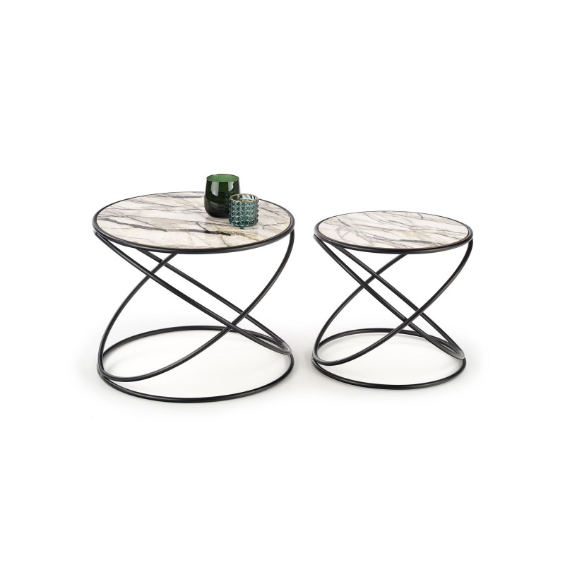 SUSANNA, sæt af to, Hvid marmor - Sort