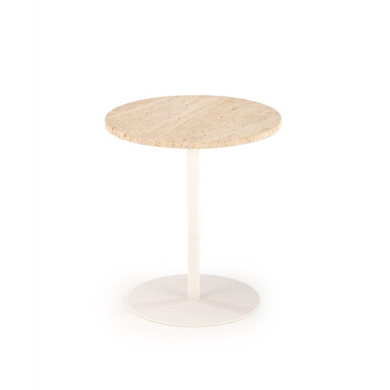 TRAVERSO S c. bord, farve travertin / Hvid billede