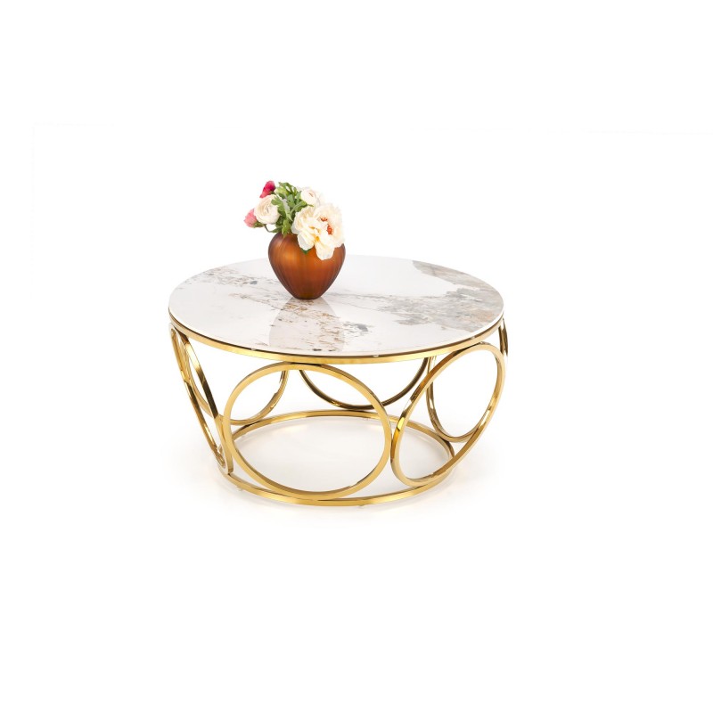 VENUS 2 sofabord, Hvid marmor / guld billede