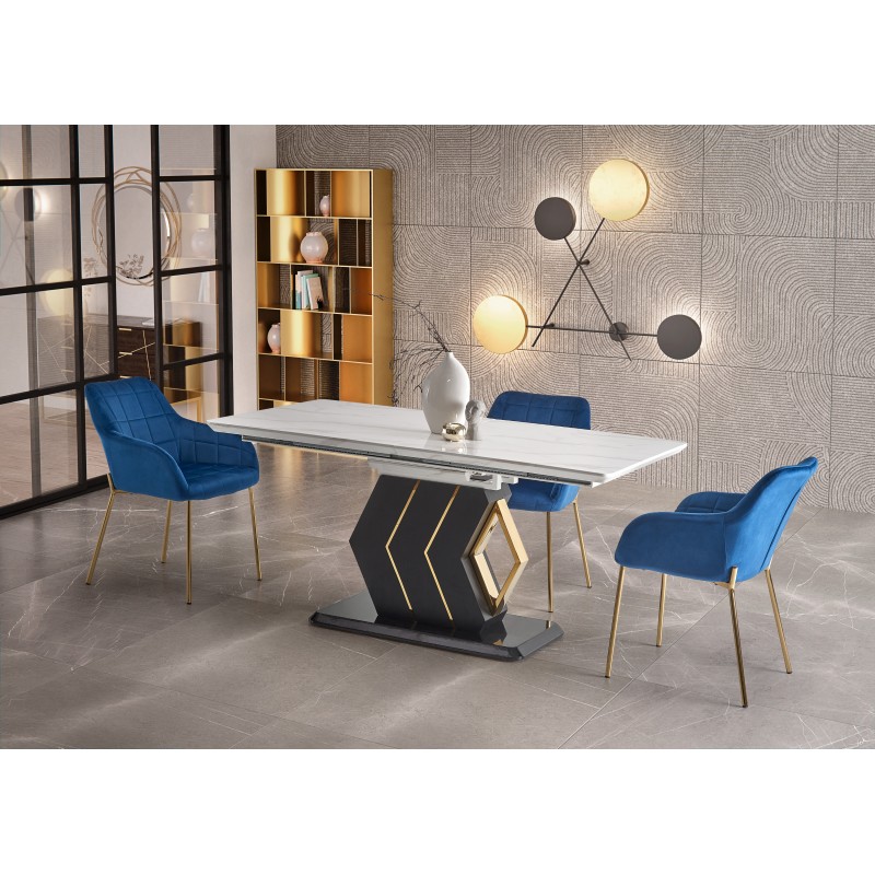 VINCENZO bord Hvid marmor, ben Sort/guld billede