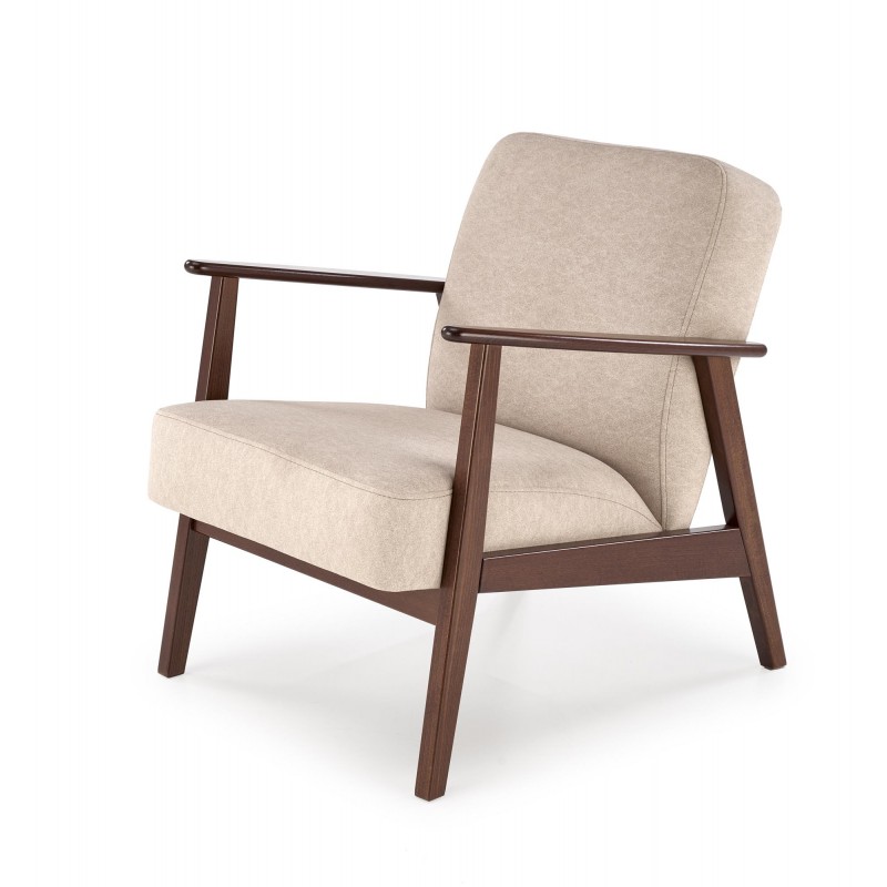 MILANO 1S, lænestol, Beige CASTEL#15 / mørk Valnød billede