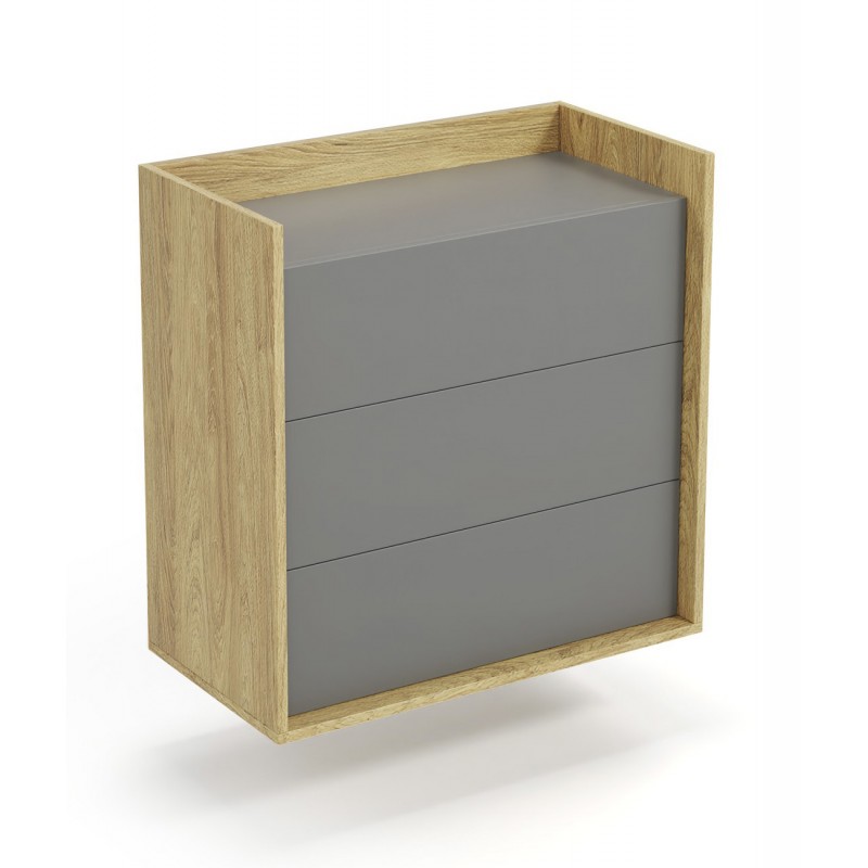 MOBIUS kommode 3S - hikora eg/Grå billede